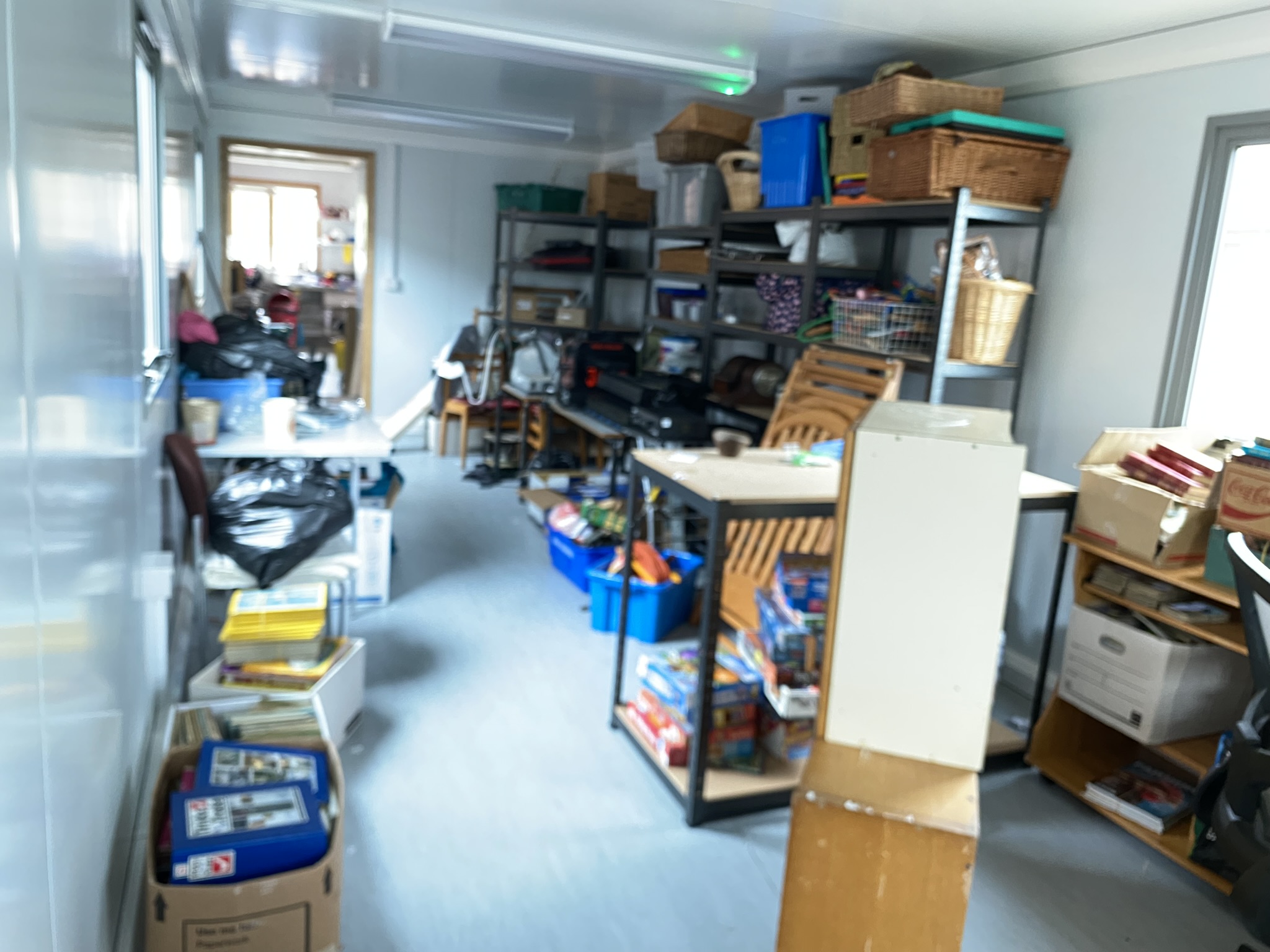 Fitted-out Scrapstore cabin with reusable goods on display