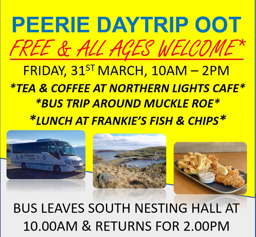 Peerie Daytrip Oot event poster