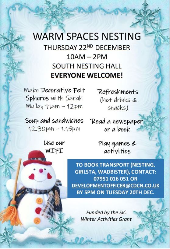 Warm Spaces Nesting event poster