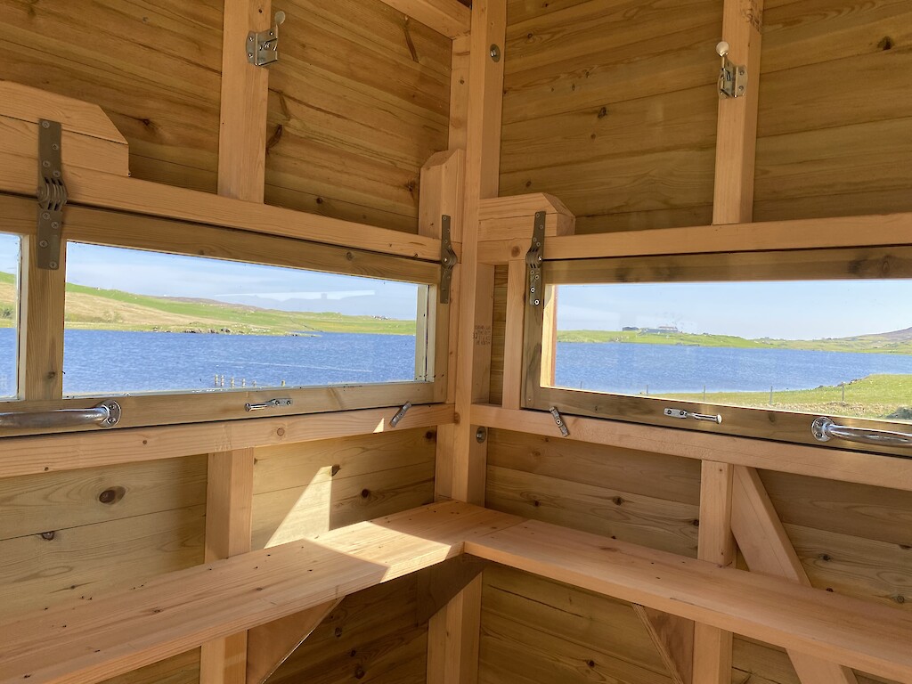 View across Benston Loch from inside the bird hide